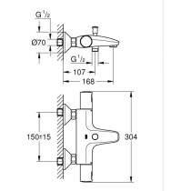 1/2 thermostatic bath/shower mixer - GROHE Precision Start - 345982430