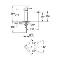 Grohe Kitchen Faucet Wave Cosmopolitan, Economical Water Figure, Fauce