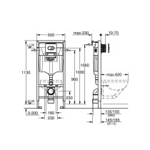 Grohe built support WC Solido 3 in 1, 1.20m, built-in support, double