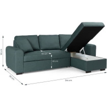 Canapé d'angle convertible réversible 4 places - Tissu Vert - L 244