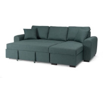 Canapé d'angle convertible réversible 4 places - Tissu Vert - L 244