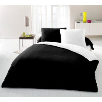 Duvet cover set for 2 people - 220x240 cm - 100% Cotton - Two-tone Bla