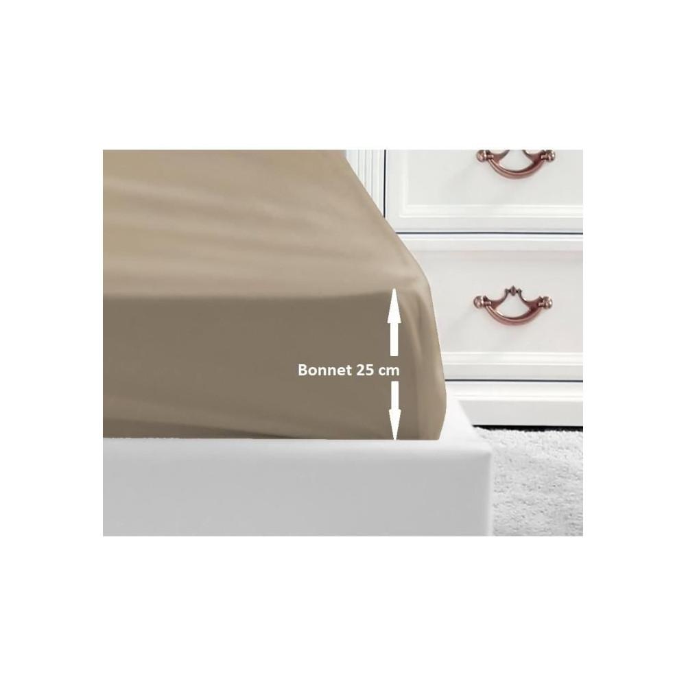 LOVELY HOME Fitted sheet 100% cotton 90x190x25 cm beige