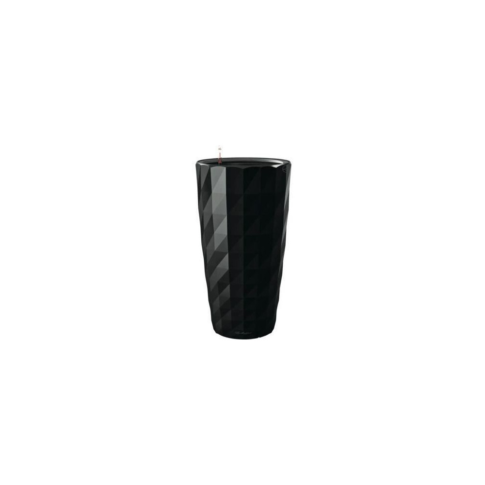 LECHUZA Diamante Premium Flowerpot - Complete Set, Glossy Black