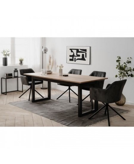 Table extensible Denver 80C - 200-240 x 75 x 90 cm - Chene artisan / anthracite - 1 exension de 40 cm inclue - 12 personnes