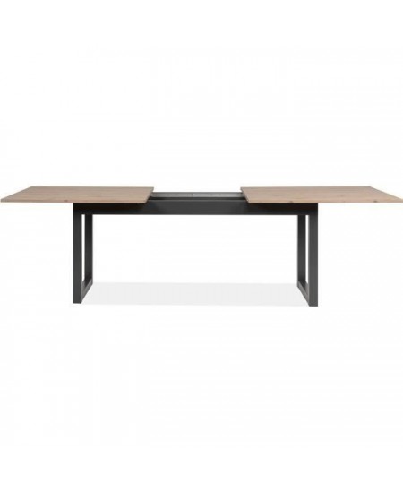 Table extensible Denver 80C - 200-240 x 75 x 90 cm - Chene artisan / anthracite - 1 exension de 40 cm inclue - 12 personnes