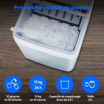 MEDION Ice cube maker (small & large ice cube size, 2.6 litre water ta