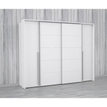 Armoire - Blanc mat - 2 portes battantes + 2 portes coulissantes - L 2