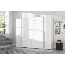 Armoire - Blanc mat - 2 portes battantes + 2 portes coulissantes - L 2