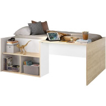 Lit combiné enfant OSCAR - 90 x 190 cm - Chene clair / Blanc - Diagon