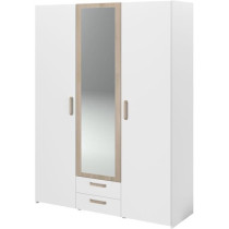 Armoire DREAM 3 portes - Panneau de particules - Miroir - Décor blanc