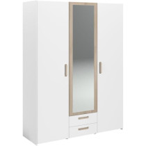 Armoire DREAM 3 portes - Panneau de particules - Miroir - Décor blanc