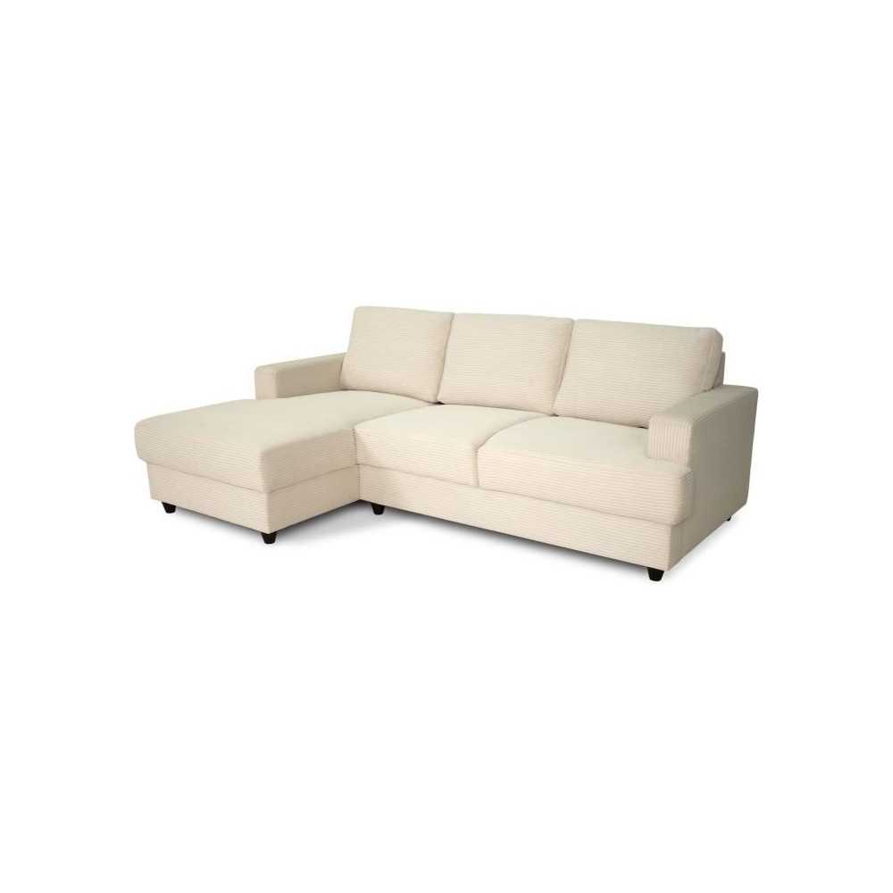 Canapé d'angle gauche 4 places - PAUL in cord - Tissu Beige - 216 x 1