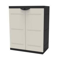 Titanium Plastiken Low Cabinet 2 Doors With Etageres L70 x P44 x H88 c