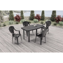 Lot de 4 fauteuils de jardin empilables Capri - Gris anthracite - Haut