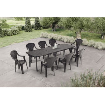 Lot de 4 fauteuils de jardin empilables Capri - Gris anthracite - Haut