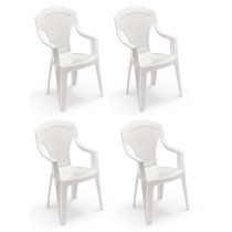 Lot de 4 Fauteuils de jardin monobloc empilable Capri - 56 x 58 x 90 c