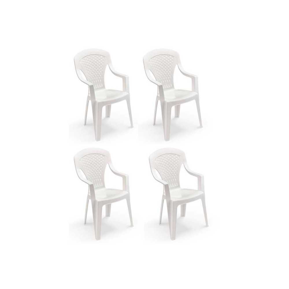 Lot de 4 Fauteuils de jardin monobloc empilable Capri - 56 x 58 x 90 c