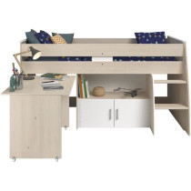 Lit combiné enfant Parisot ZOLA 90x200 cm - 2 portes - Avec bureau -