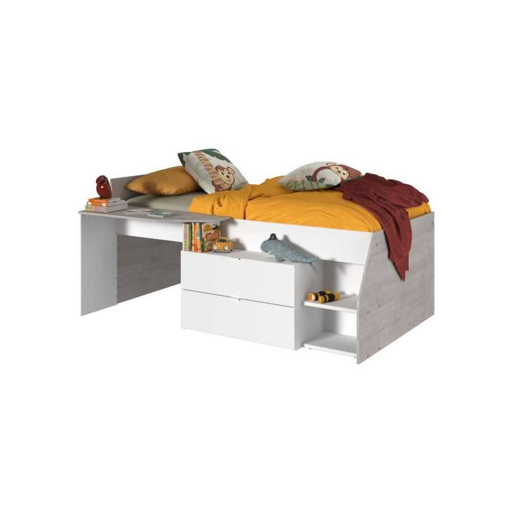 Lit combiné enfant contemporain PARISOT KIM - gris loft et blanc - l