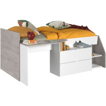 Lit combiné enfant contemporain PARISOT KIM - gris loft et blanc - l