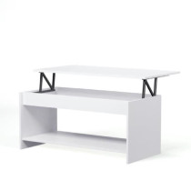 Relaxable coffee table - Contemporary white matte style - L 100 x D50