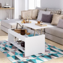 Relaxable coffee table - Contemporary white matte style - L 100 x D50