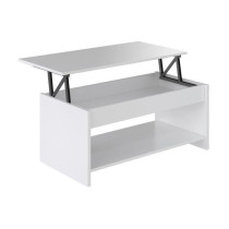 Relaxable coffee table - Contemporary white matte style - L 100 x D50