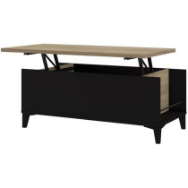 Coffee table with liftable tray - black/oak - L 100 x D 50/72 x H 42/5