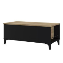 Coffee table with liftable tray - black/oak - L 100 x D 50/72 x H 42/5