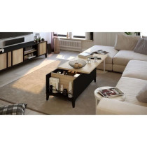 Coffee table with liftable tray - black/oak - L 100 x D 50/72 x H 42/5