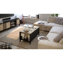 Coffee table with liftable tray - black/oak - L 100 x D 50/72 x H 42/5