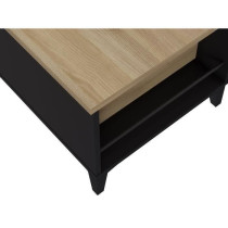 Coffee table with liftable tray - black/oak - L 100 x D 50/72 x H 42/5