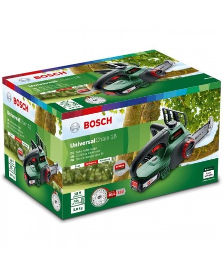 BOSCH Tronçonneuse sans fil - UniversalChain 18 (LIvré avec : 1 batterie 18V 2,5Ah)