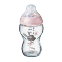 TOMMEE TIPPEE Baby Bottle CTN Glass 250ml decorated Girl