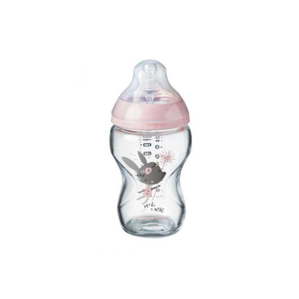 TOMMEE TIPPEE Baby Bottle CTN Glass 250ml decorated Girl