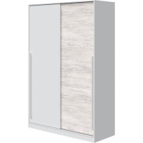 Armoire TOP - Décor blanc artik et chene nodi - 2 Portes coulissantes