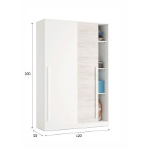 Armoire TOP - Décor blanc artik et chene nodi - 2 Portes coulissantes