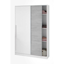 Armoire TOP - Décor blanc artik et blanc vehlo - 2 Portes coulissante