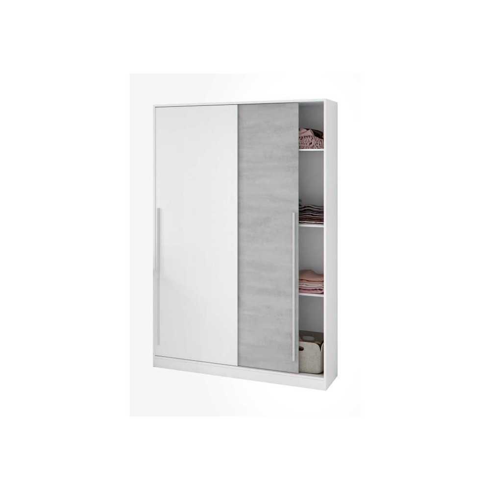 Armoire TOP - Décor blanc artik et blanc vehlo - 2 Portes coulissante