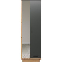 Armoire de chambre SYNNAX - 2 Portes + 1 tiroir - Décor gris anthraci