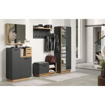 Armoire de chambre SYNNAX - 2 Portes + 1 tiroir - Décor gris anthraci