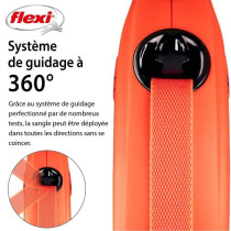 TRIXIE flexi XTREME strap leash - Size L - 8m - Black and orange