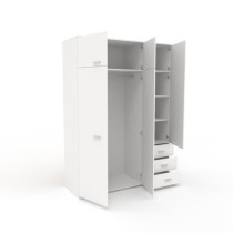 Armoire de chambre contemporaine blanche - COSMOS - L 146 cm - 6 porte