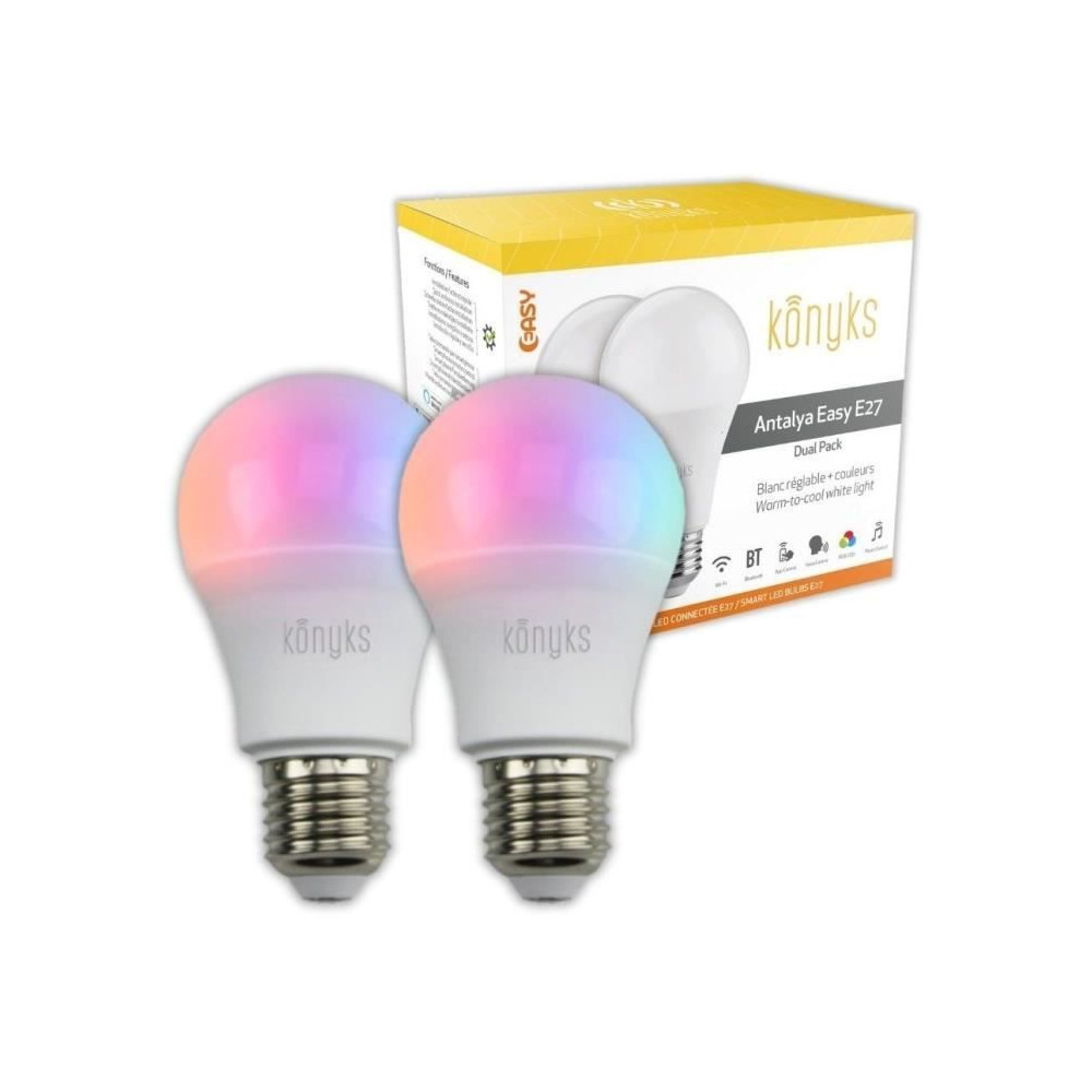 2 LED bulbs - KONYKS - Antalya Easy E27 Dual Pack - Wifi + Bt - 11 W -