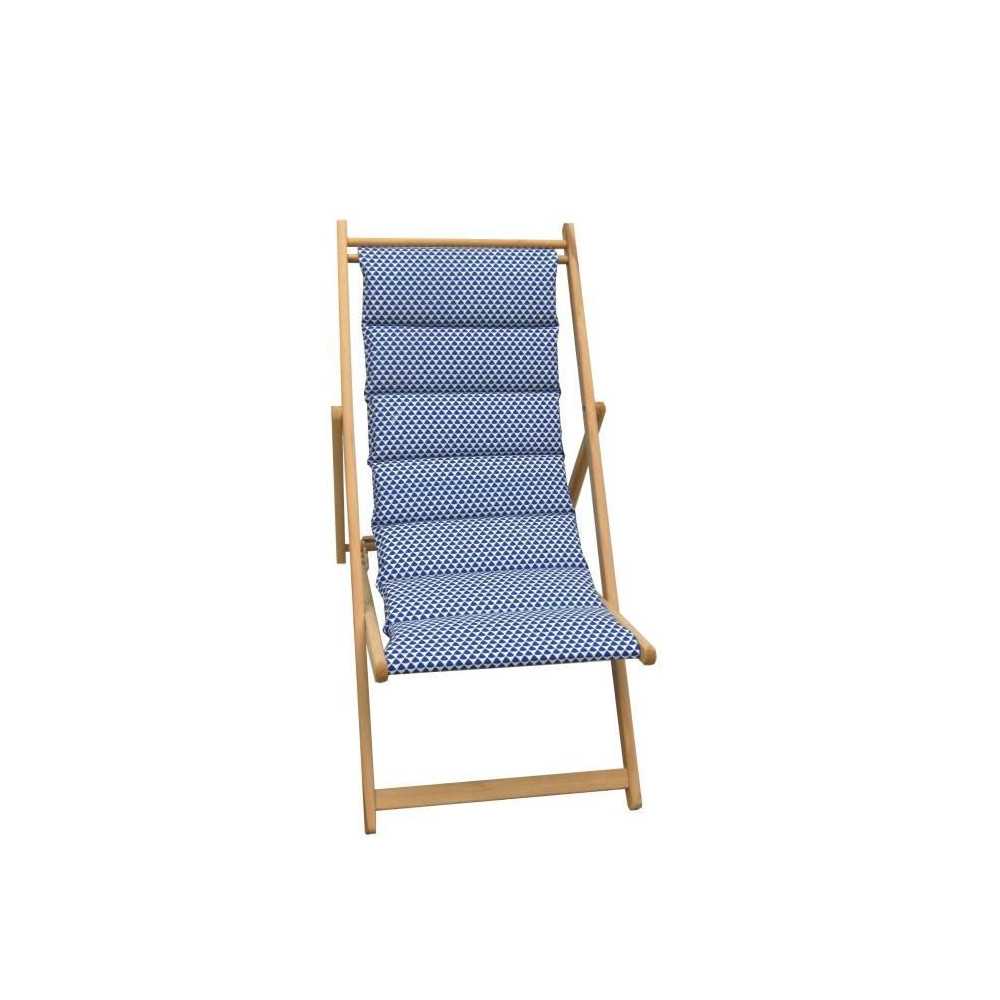 PRIVATE GARDEN Quilted deckchair Fjord - Removable canvas - Indigo Blu