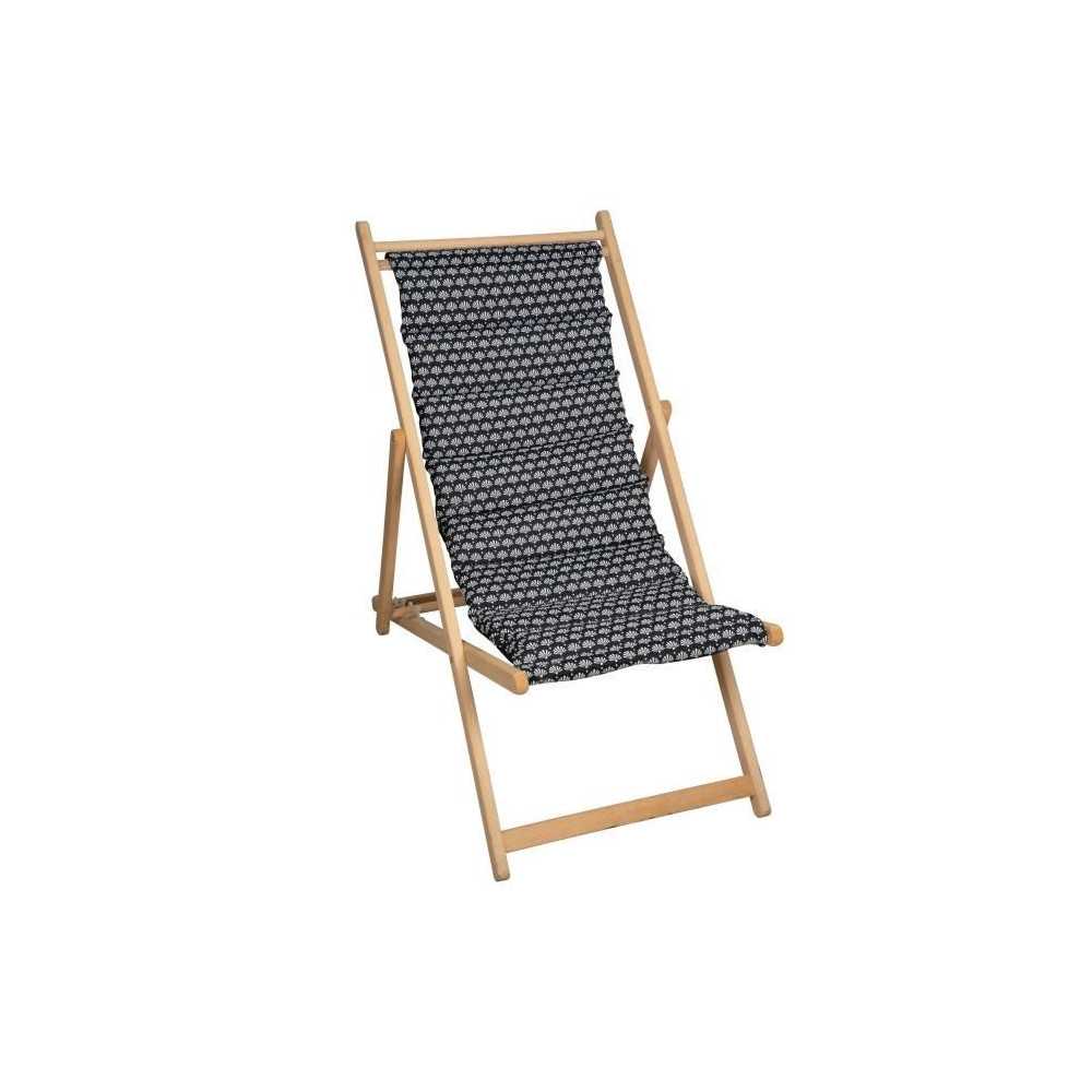 JARDIN PRIVE Quilted deckchair Helsinki - Removable canvas - Black and