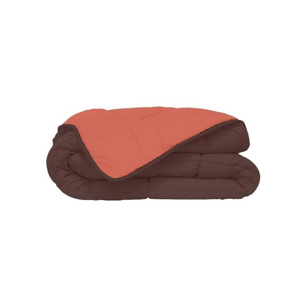 CALGARY Hot duvet Microfiber 400g/m² Chocolate & Corail 140x200cm