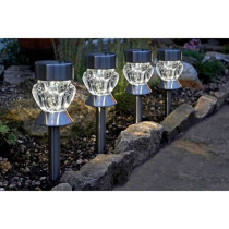 Crystal glass tag or solar lamp, set of 4