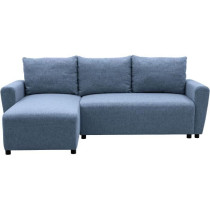 Canapé d'angle convertible 3-4 places STEWART - Tissu bleu - L224 x H